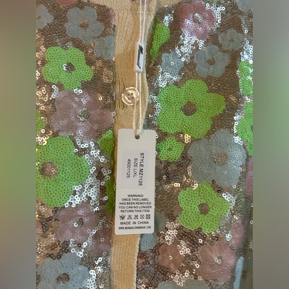 Sequin Fitted Cardigan NWT Large - Picture 2 of 3